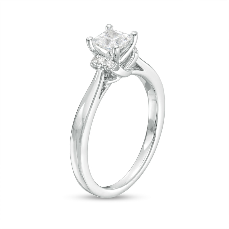 Main Image 3 of 1/2 CT. T.W. Princess-Cut Diamond Collar Engagement Ring in 14K White Gold (I/I2)