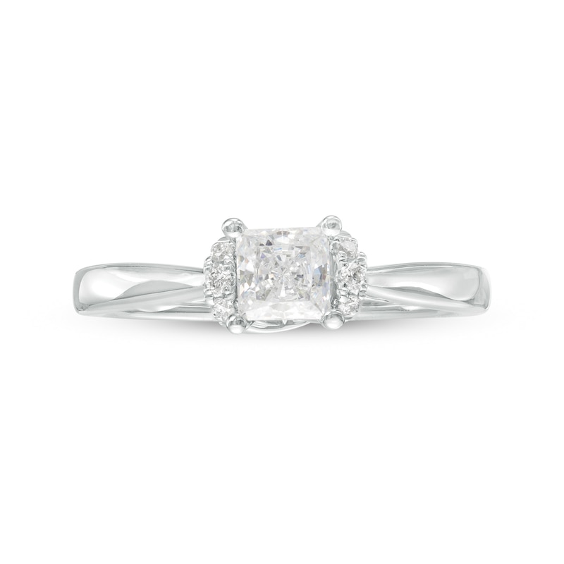 Main Image 4 of 1/2 CT. T.W. Princess-Cut Diamond Collar Engagement Ring in 14K White Gold (I/I2)