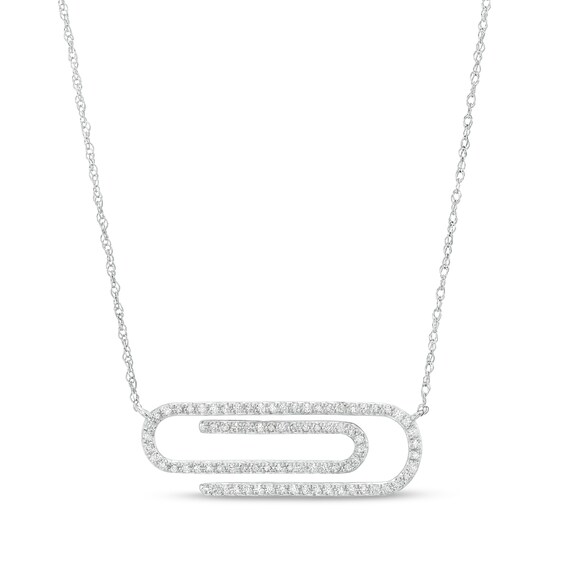 1/4 CT. T.w. Diamond Paper Clip Necklace in 10K White Gold