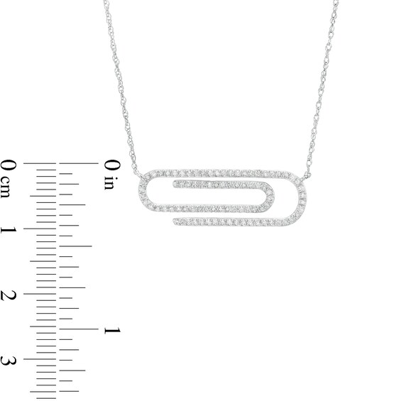 1/4 CT. T.w. Diamond Paper Clip Necklace in 10K White Gold