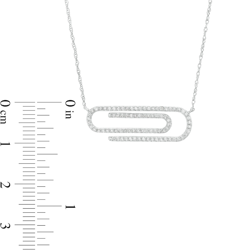 Main Image 3 of 1/4 CT. T.W. Diamond Paper Clip Necklace in 10K White Gold