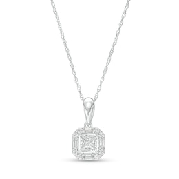 1/5 CT. T.W. Princess-Cut Multi-Diamond Octagonal Frame Pendant in 10K White Gold