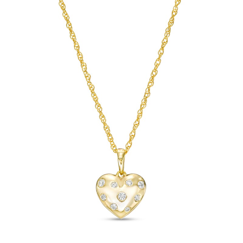 Main Image 1 of 1/10 CT. T.W. Diamond Scatter Heart Pendant in 10K Gold