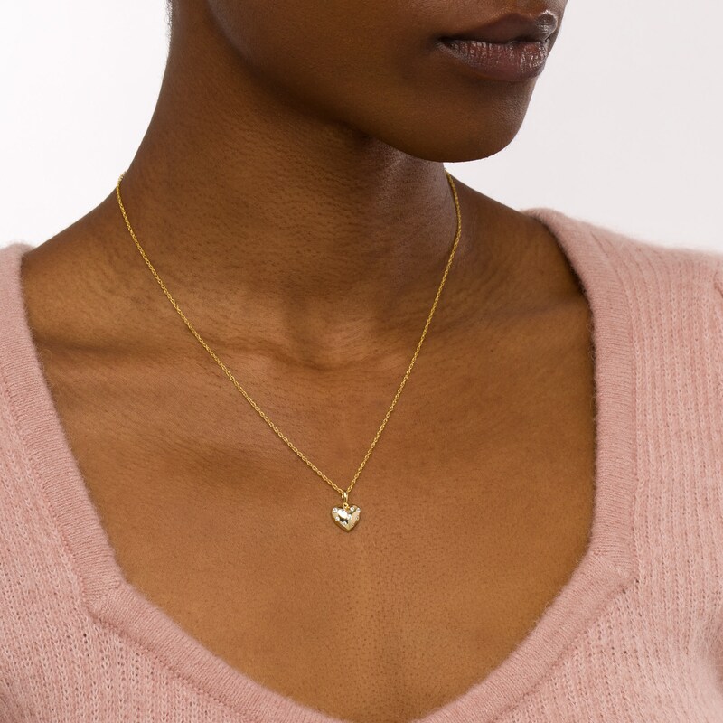 Main Image 2 of 1/10 CT. T.W. Diamond Scatter Heart Pendant in 10K Gold