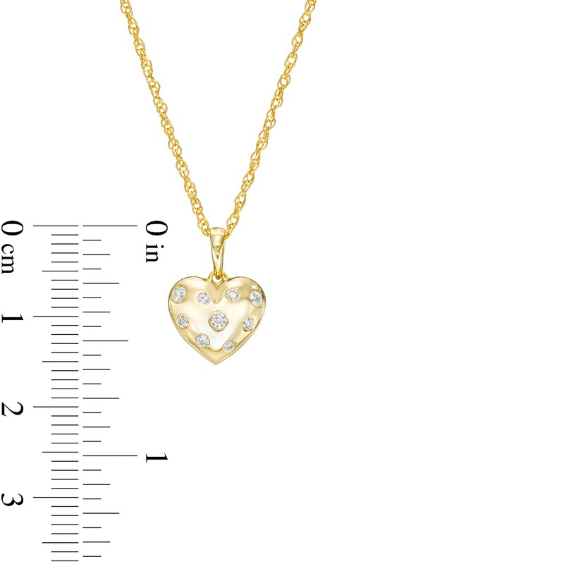 Main Image 3 of 1/10 CT. T.W. Diamond Scatter Heart Pendant in 10K Gold
