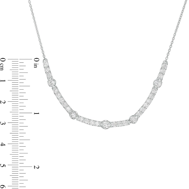 Main Image 3 of 2 CT. T.W. Certified Lab-Grown Diamond Alternating Necklace in 14K White Gold (F/SI2)