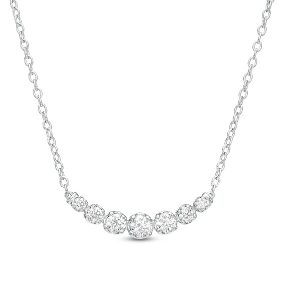 1 CT. T.w. Certified Lab-Grown Diamond Graduated Seven Stone Necklace in 14K White Gold (F/Si2)