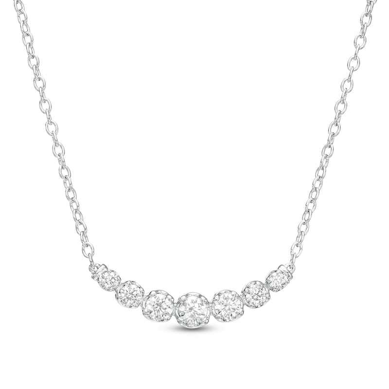 Main Image 1 of 1 CT. T.W. Certified Lab-Grown Diamond Graduated Seven Stone Necklace in 14K White Gold (F/SI2)
