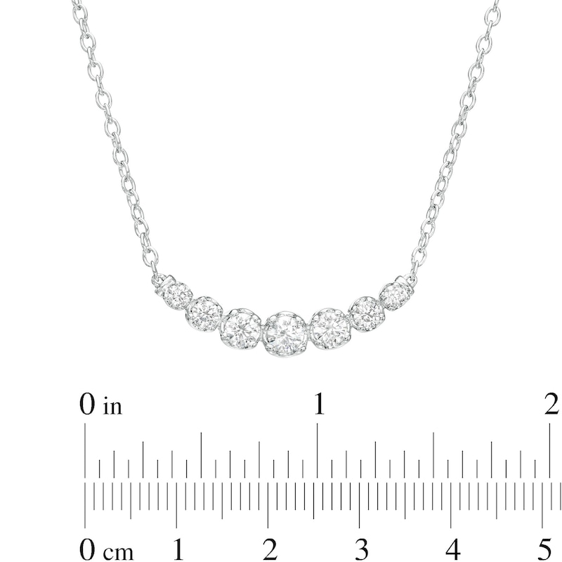 1 CT. T.W. Certified Lab-Created Diamond Graduated Seven Stone Necklace in 14K White Gold (F/SI2)