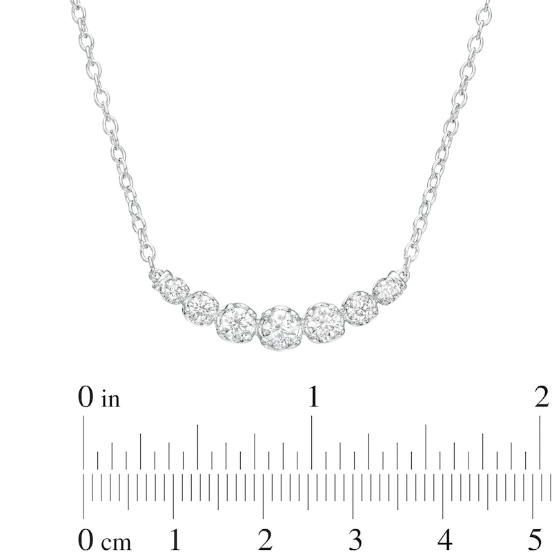 Main Image 3 of 1 CT. T.W. Certified Lab-Grown Diamond Graduated Seven Stone Necklace in 14K White Gold (F/SI2)