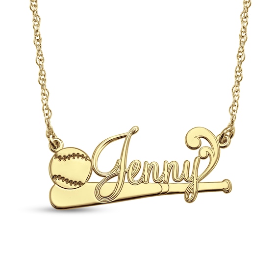 Baseball Bat and Ball Name Necklace (1 Line)
