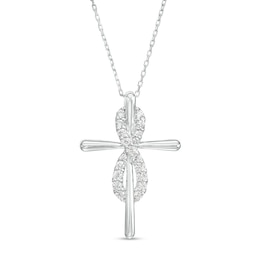 1/3 CT. T.W. Certified Lab-Created Diamond Infinity Cross Pendant in 14K White Gold (F/SI2)