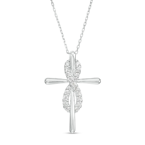1/3 CT. T.w. Certified Lab-Grown Diamond Infinity Cross Pendant in 14K White Gold (F/Si2)