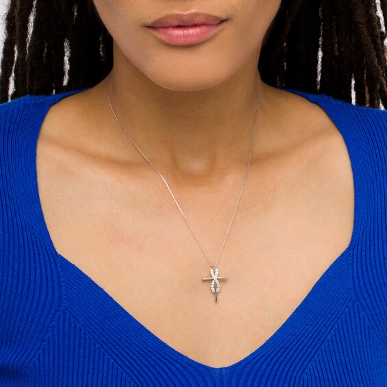 1/3 CT. T.w. Certified Lab-Grown Diamond Infinity Cross Pendant in 14K White Gold (F/Si2)