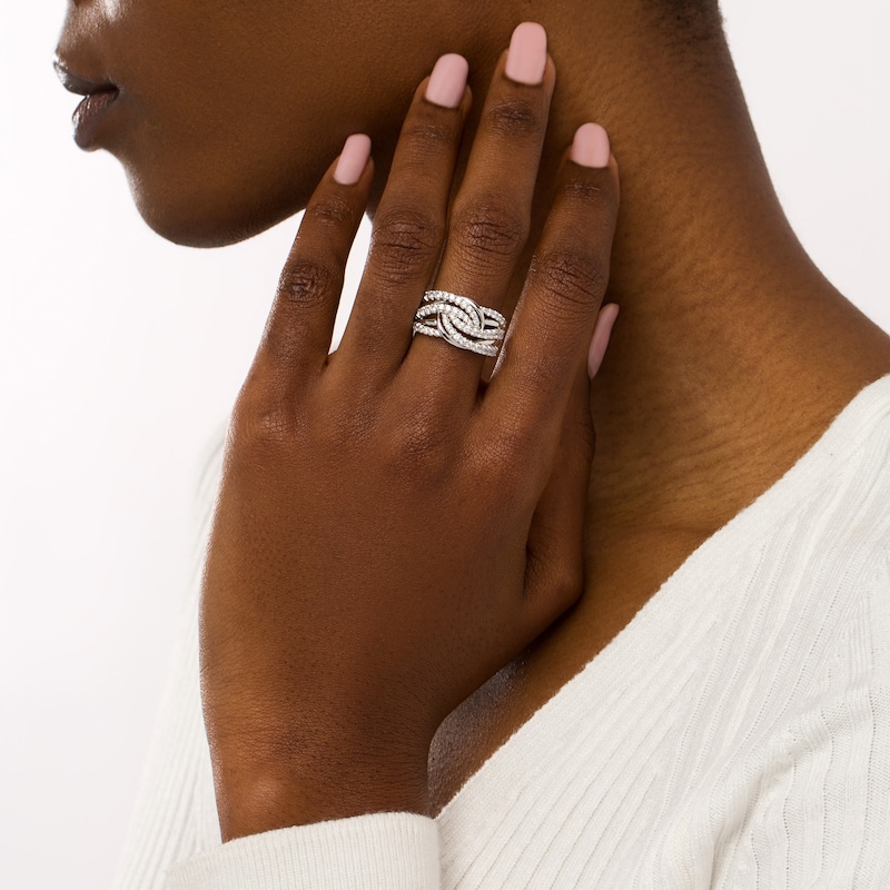 Main Image 2 of 1 CT. T.W. Certified Lab-Grown Diamond Intertwined Multi-Row Ring in 14K White Gold (F/SI2)