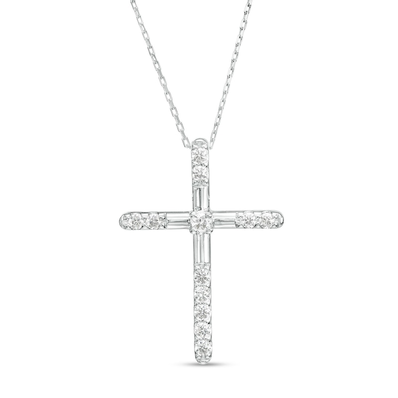 Main Image 1 of 1/3 CT. T.W. Certified Lab-Grown Diamond Cross Pendant in 14K White Gold (F/SI2)
