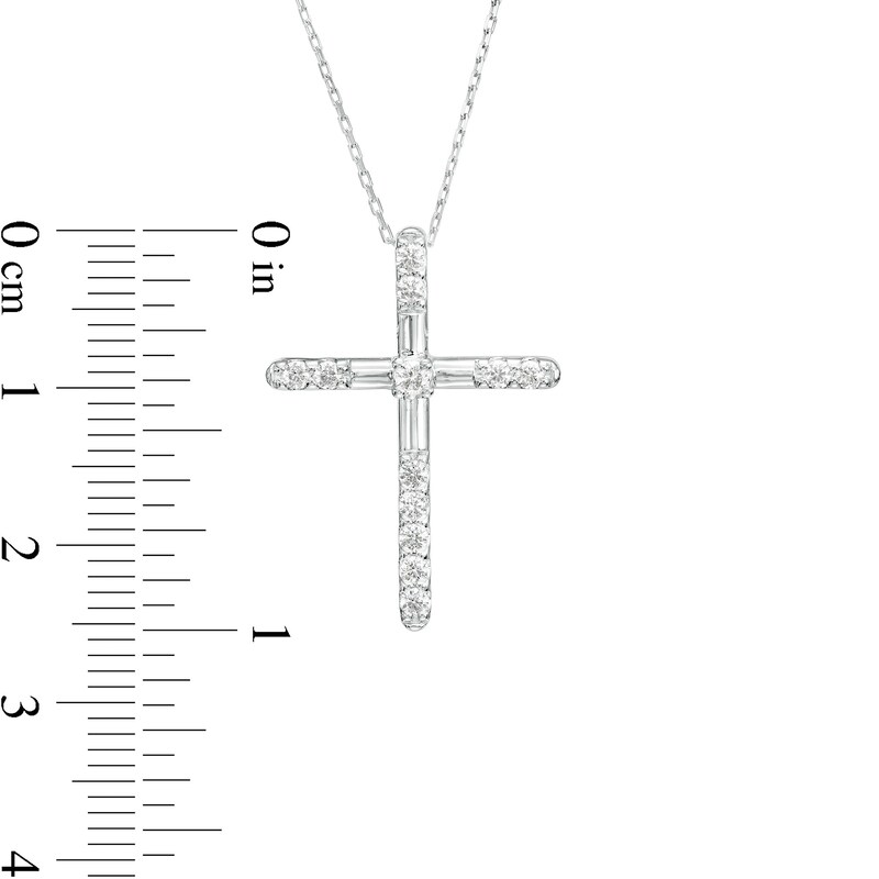 Main Image 3 of 1/3 CT. T.W. Certified Lab-Grown Diamond Cross Pendant in 14K White Gold (F/SI2)