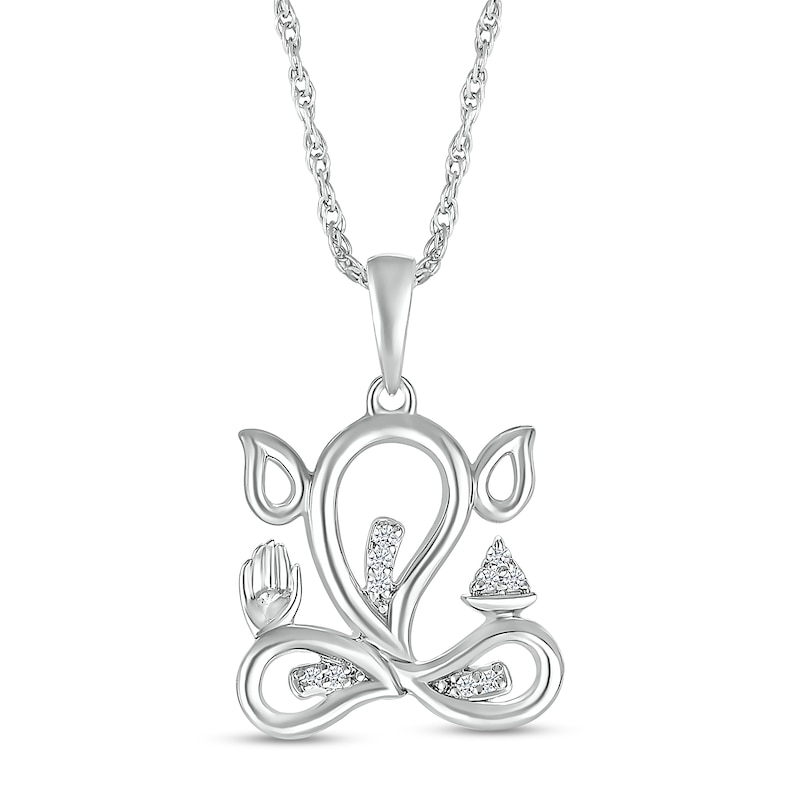 Main Image 1 of Diamond Accent Abstract Ganesha Pendant in Sterling Silver