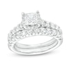 Thumbnail Image 1 of 2 CT. T.W. Princess-Cut Diamond Hidden Frame Bridal Set in 14K White Gold (I/I2)