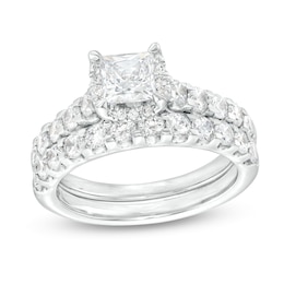 2 CT. T.W. Princess-Cut Diamond Hidden Frame Bridal Set in 14K White Gold (I/I2)