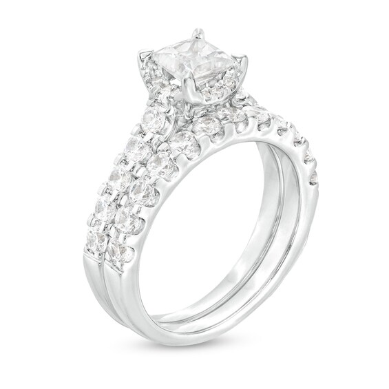 CT. T.w. Princess-Cut Diamond Hidden Frame Bridal Set in 14K Gold (I/I2