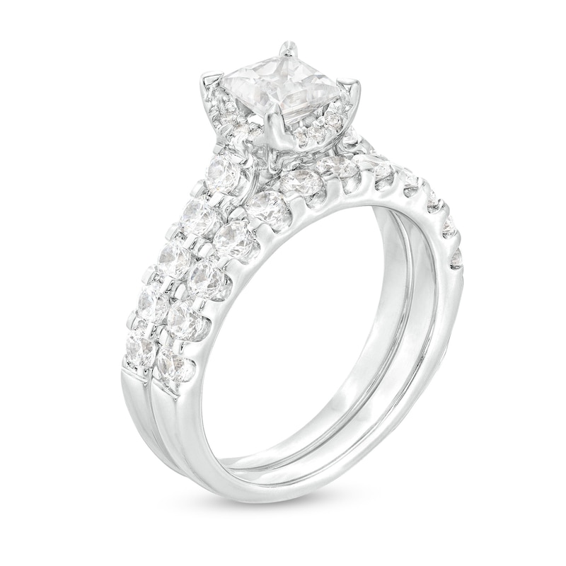 Main Image 3 of 2 CT. T.W. Princess-Cut Diamond Hidden Frame Bridal Set in 14K White Gold (I/I2)