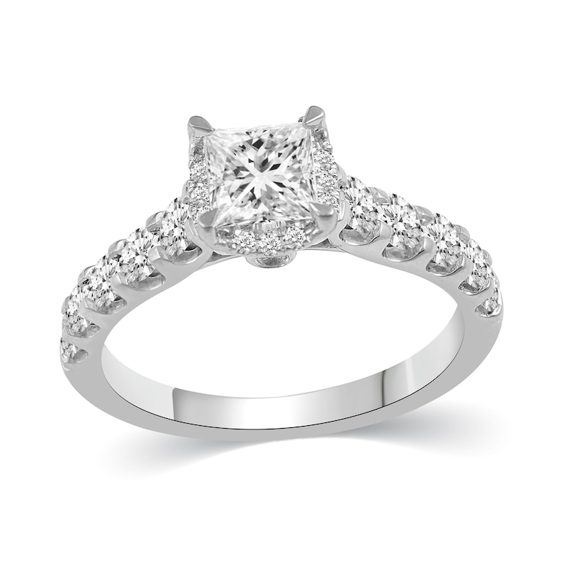 Main Image 4 of 2 CT. T.W. Princess-Cut Diamond Hidden Frame Bridal Set in 14K White Gold (I/I2)