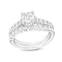 2 CT. T.W. Diamond Hidden Frame Bridal Set in 14K White Gold (I/I2)