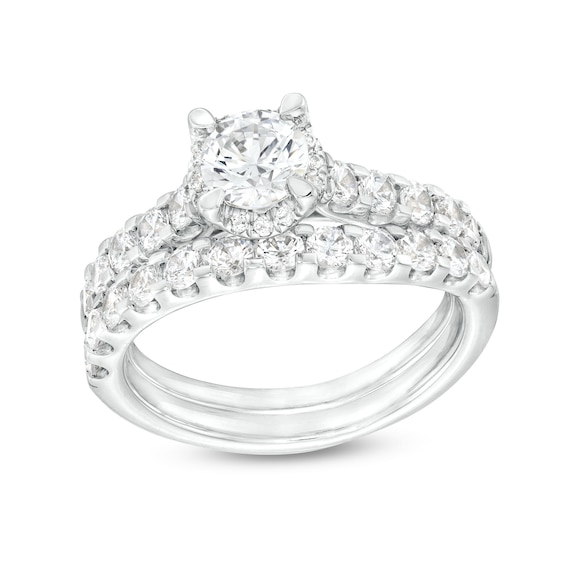 2 CT. T.w. Diamond Hidden Frame Bridal Set in 14K White Gold (I/I2)
