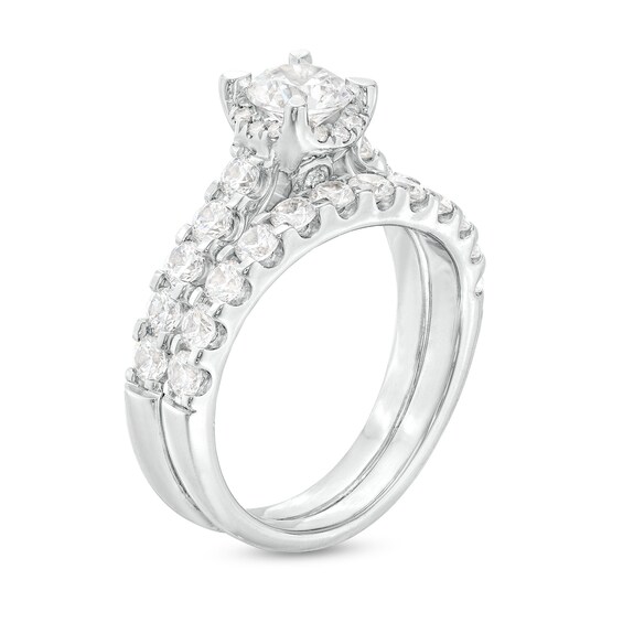 2 CT. T.w. Diamond Hidden Frame Bridal Set in 14K White Gold (I/I2)
