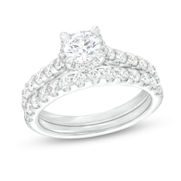 1-3/8 CT. T.W. Diamond Hidden Frame Bridal Set in 14K White Gold (I/I2)