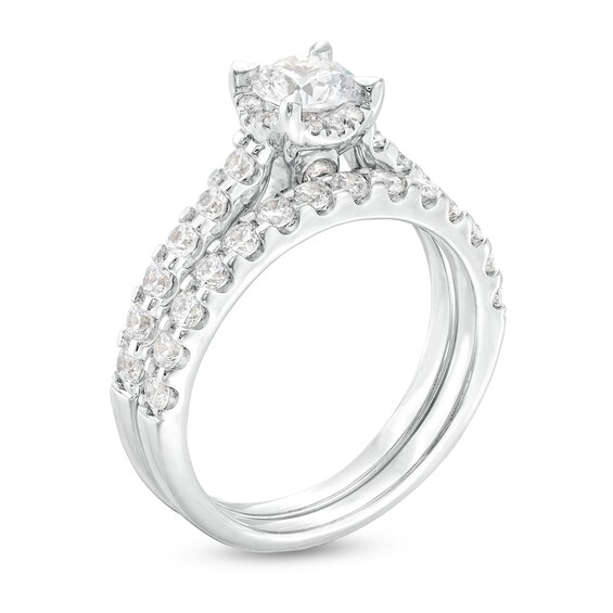1-3/8 CT. T.w. Diamond Hidden Frame Bridal Set in 14K White Gold (I/I2)