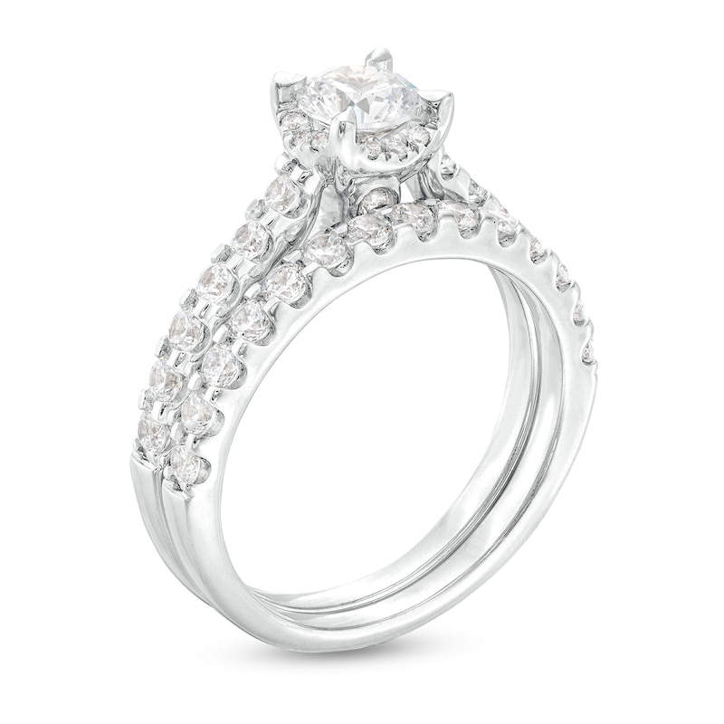 Main Image 3 of 1-3/8 CT. T.W. Diamond Hidden Frame Bridal Set in 14K White Gold (I/I2)