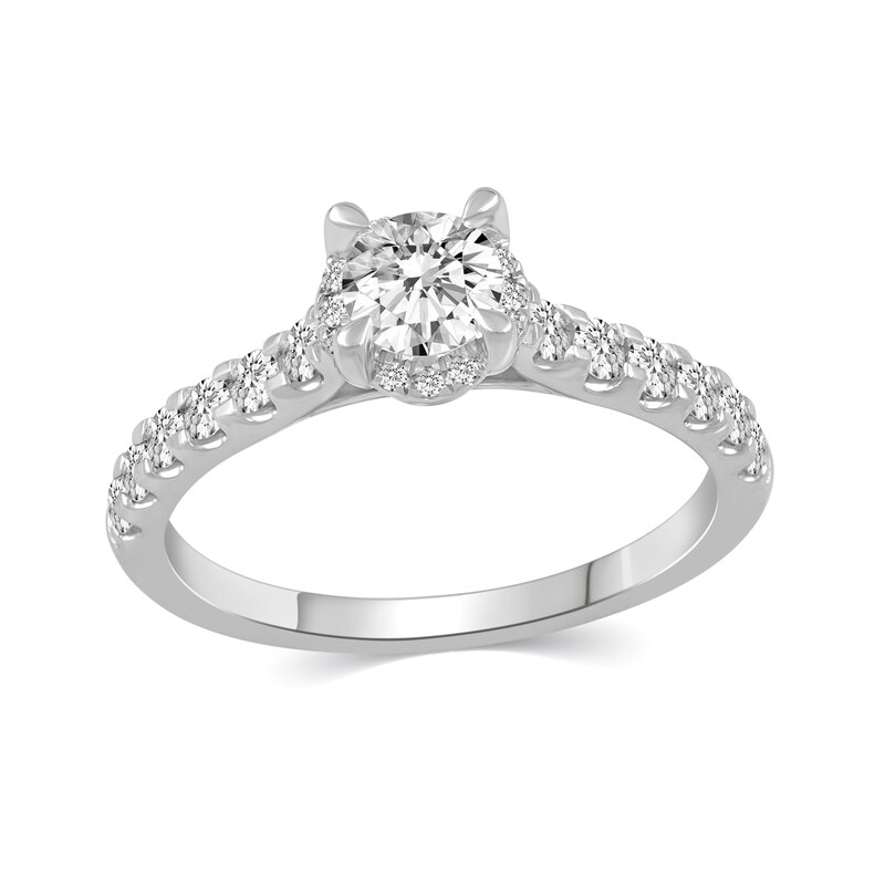 Main Image 4 of 1-3/8 CT. T.W. Diamond Hidden Frame Bridal Set in 14K White Gold (I/I2)