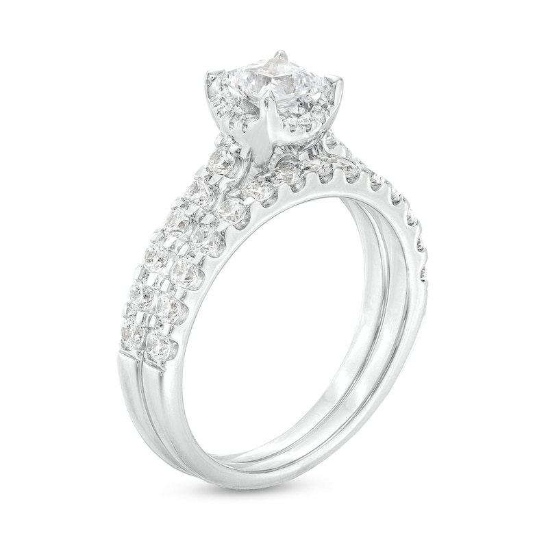 Main Image 3 of 1-3/8 CT. T.W. Princess-Cut Diamond Hidden Frame Bridal Set in 14K White Gold (I/I2)