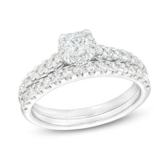 1 CT. T.w. Diamond Hidden Frame Bridal Set in 14K White Gold (I/I2)