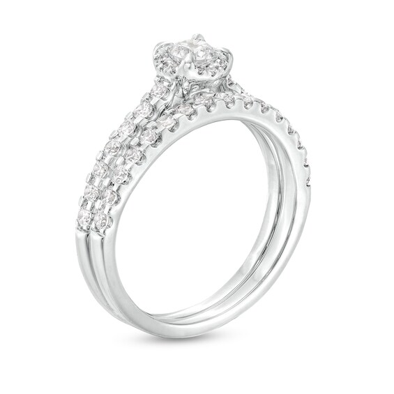 1 CT. T.w. Diamond Hidden Frame Bridal Set in 14K White Gold (I/I2)