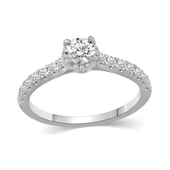 1 CT. T.w. Diamond Hidden Frame Bridal Set in 14K White Gold (I/I2)