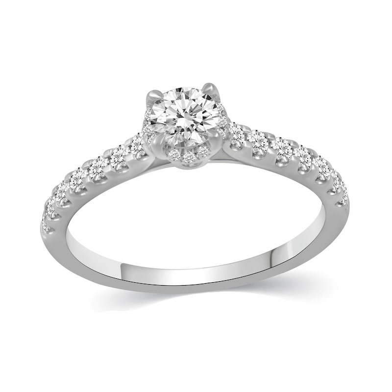 Main Image 4 of 1 CT. T.W. Diamond Hidden Frame Bridal Set in 14K White Gold (I/I2)
