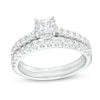 Thumbnail Image 1 of 1 CT. T.W. Princess-Cut Diamond Hidden Frame Bridal Set in 14K White Gold (I/I2)