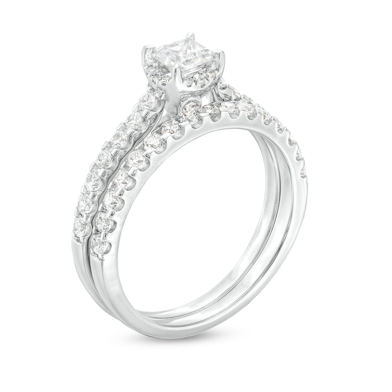Main Image 3 of 1 CT. T.W. Princess-Cut Diamond Hidden Frame Bridal Set in 14K White Gold (I/I2)