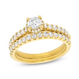 1 CT. T.W. Diamond Hidden Frame Bridal Set in 14K Gold (I/I2)