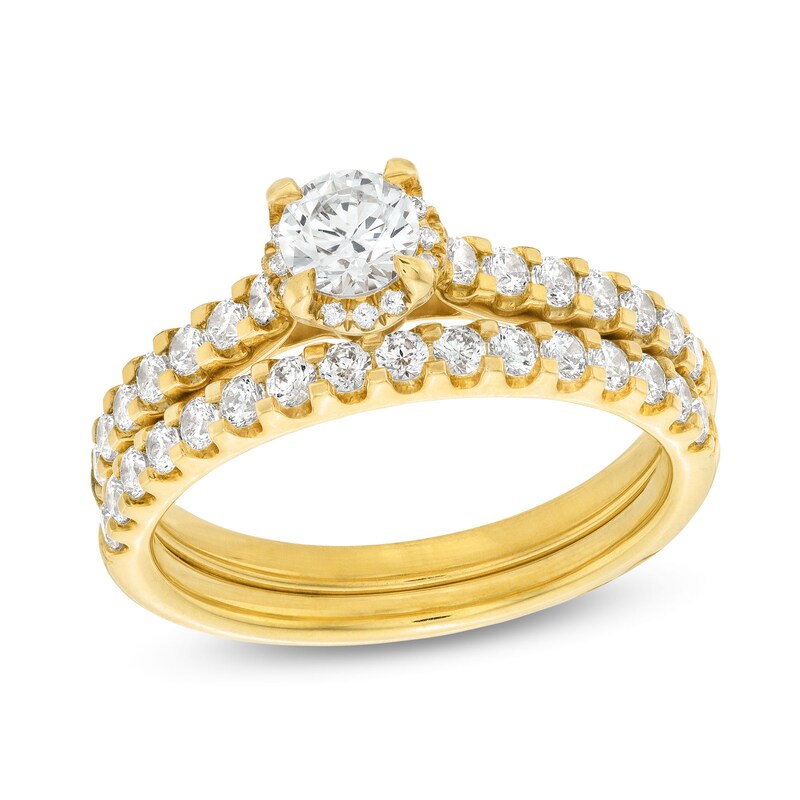 Main Image 1 of 1 CT. T.W. Diamond Hidden Frame Bridal Set in 14K Gold (I/I2)