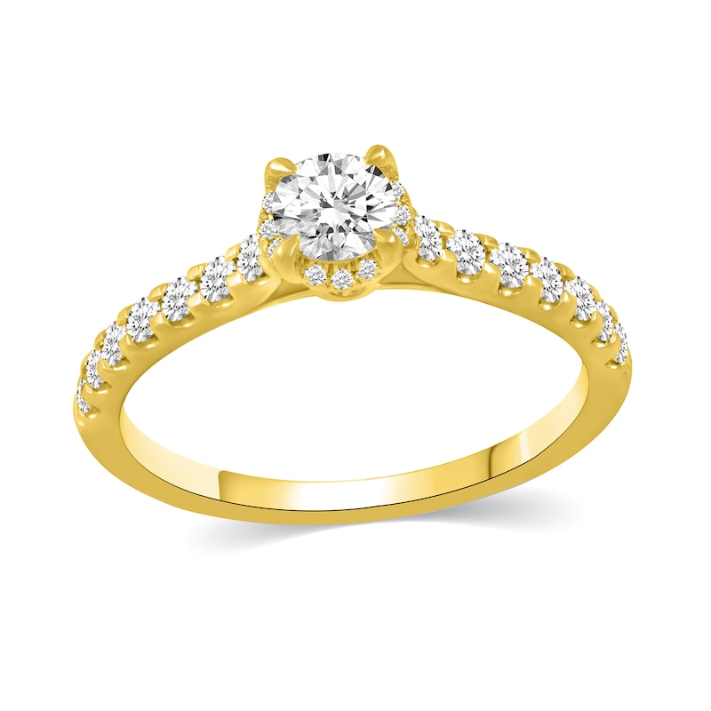1 CT. T.W. Diamond Hidden Frame Bridal Set in 14K Gold (I/I2) | Zales