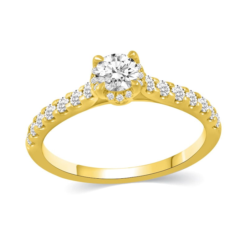 Main Image 4 of 1 CT. T.W. Diamond Hidden Frame Bridal Set in 14K Gold (I/I2)