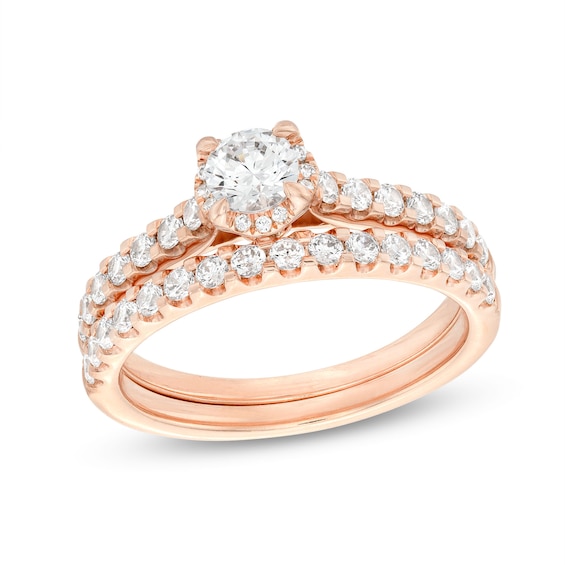 1 CT. T.w. Diamond Hidden Frame Bridal Set in 14K Rose Gold (I/I2)