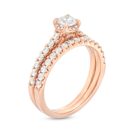 1 CT. T.w. Diamond Hidden Frame Bridal Set in 14K Rose Gold (I/I2)