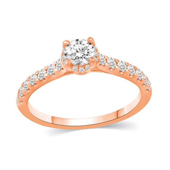 1 CT. T.w. Diamond Hidden Frame Bridal Set in 14K Rose Gold (I/I2)
