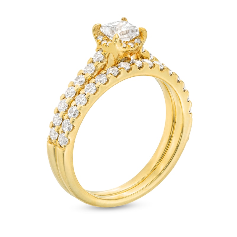 Main Image 3 of 1 CT. T.W. Princess-Cut Diamond Hidden Frame Bridal Set in 14K Gold (I/I2)