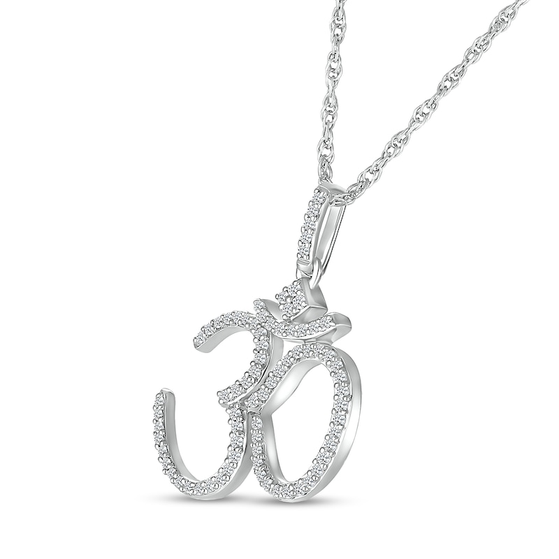Main Image 2 of 1/4 CT. T.W. Diamond Om Symbol Pendant in Sterling Silver